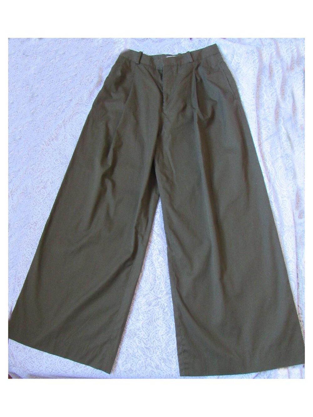 Frame  Pants, Cotton, Wide Leg, sz. 2. Olive